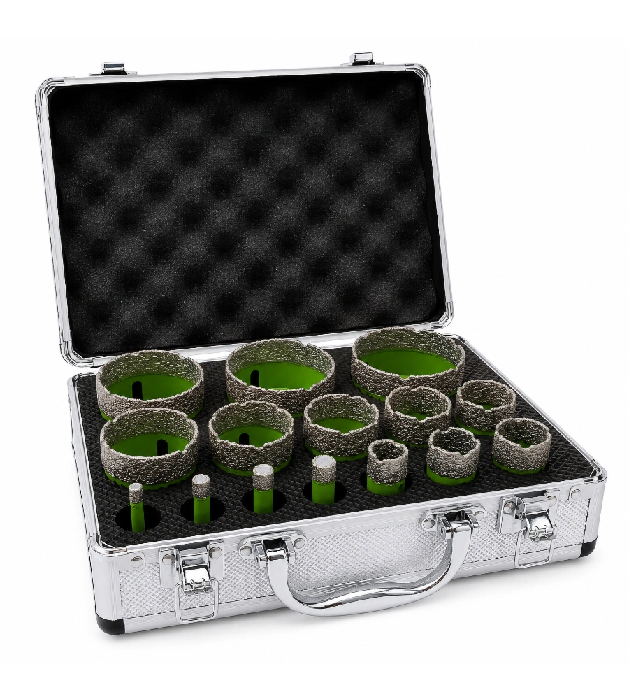 Set 15 carote diamantate M14 6-68 mm pentru gresie porțelanată, granit și marmură