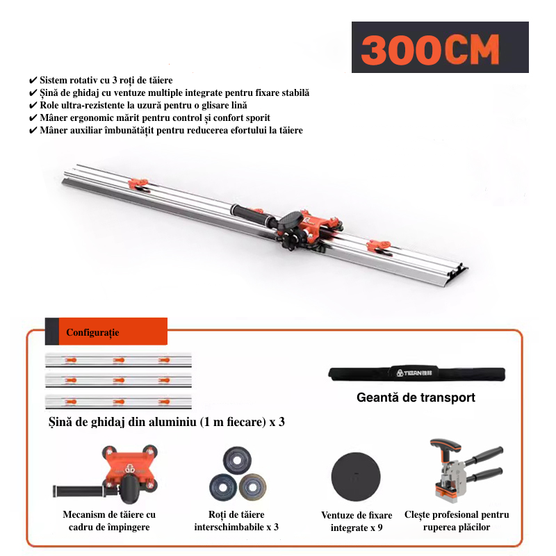 Ghidaj modular din aluminiu cu ventuze pentru sistemul Titan